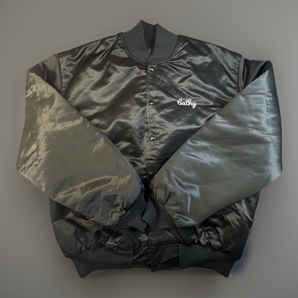 Vintage Satin Bomber Jacket USA Birdie Noonan’s Welding Heating M -329